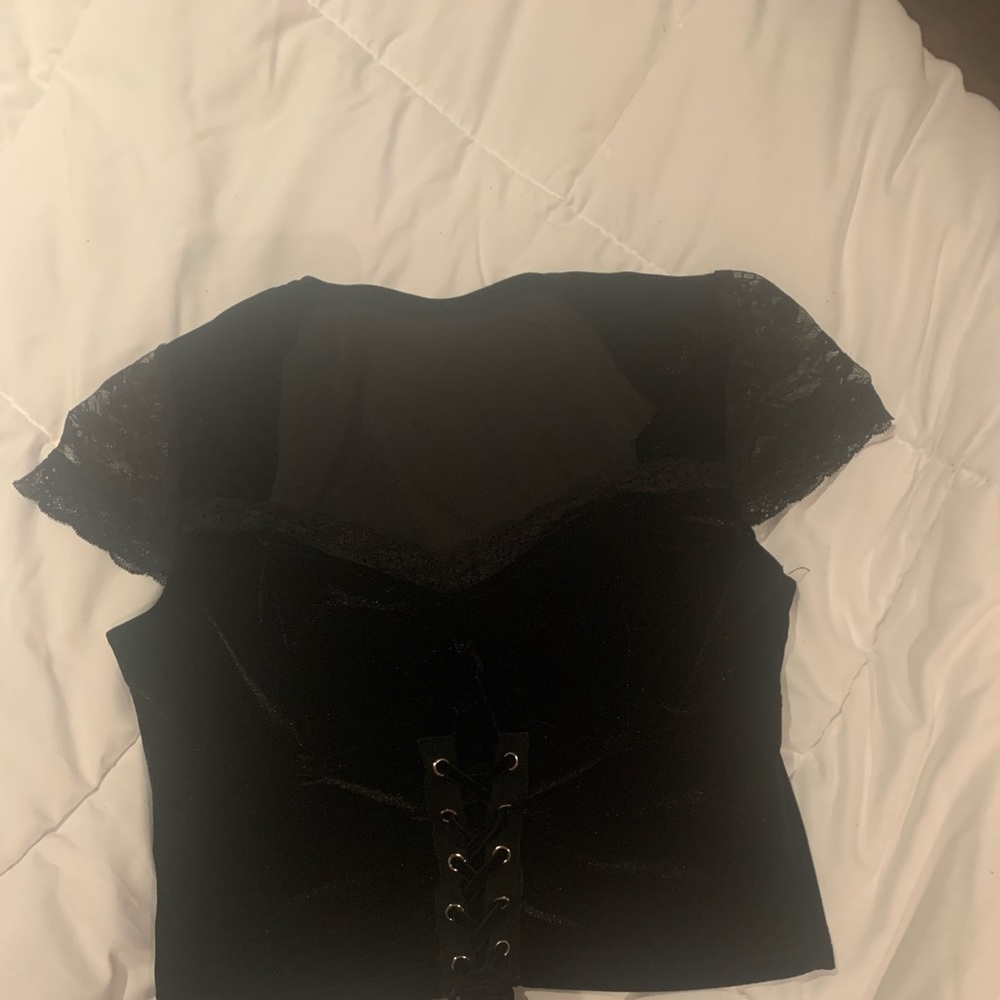 goth velvet lace up top